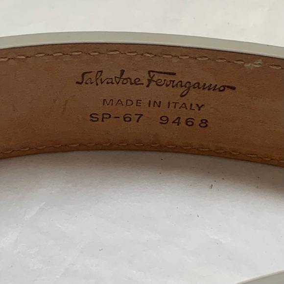 Salvatore Ferragamo Genuine Calf Leather Bianco White Belt Size 38 42 - Picture 6 of 10